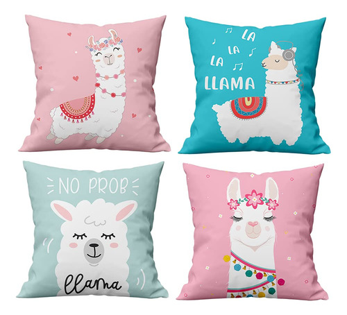 Juego De 4 Fundas De Almohada Decorativas Con Diseño De  L.