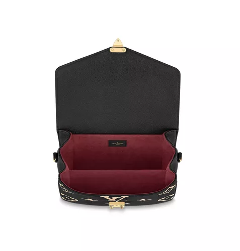 Cartera bandolera Louis Vuitton Pochette Métis diseño monogram empreinte de  cuero granulado negra con correa de hombro negra asas color negro y  herrajes metal