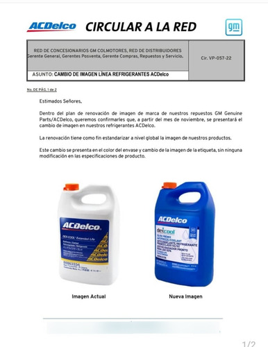 Imagen 3 de 4 de Refrigerante Acdelco Original Importado