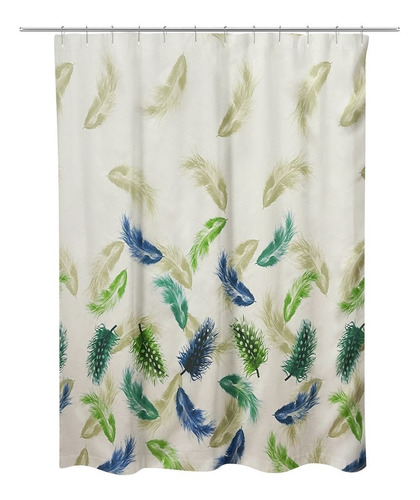 Cortina De Baño Modelo Plumas 1 Tela Estampada Diseño