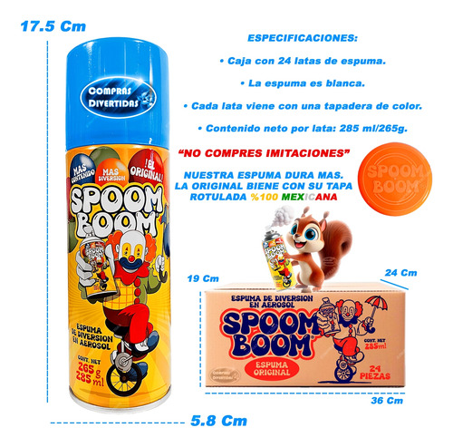 Latas Espuma Nieve Spray Caja 24 Pz Para Fiestas Eventos
