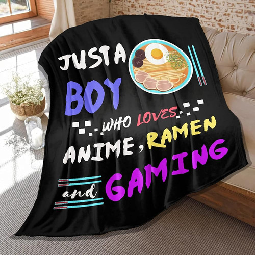 ~? Ramen Throw Blanket Just A Boy Who Loves Ramen Anime And 