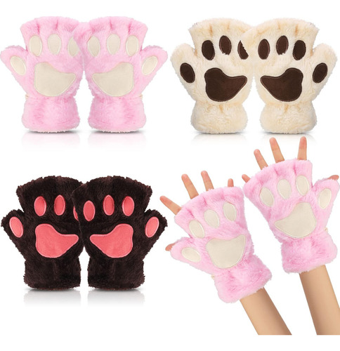 Guantes Kawaii Con Patas De Gato, 3 Pares