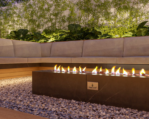 Lareira Fire Pit A Gás Retangular 100 Cm Externa Fogo E Art