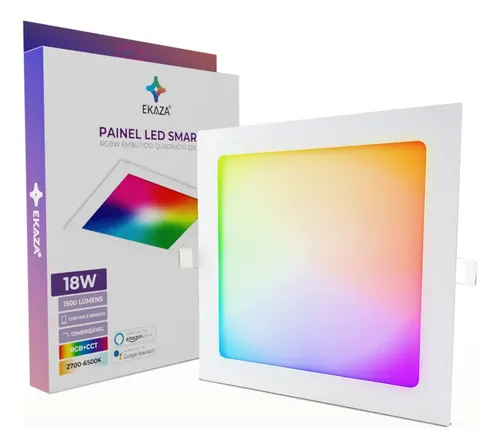 Plafon Led Painel Quadrado Embutir Teto Rgb Inteligente Wifi