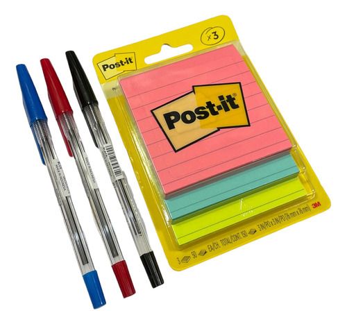 Notas Adhesivas 3m Post-it® Jaipur 150 Hojas Raya + 3 Plumas