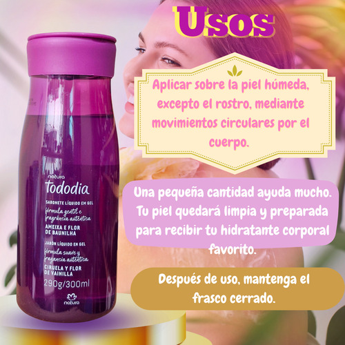 Jabón Líquido Gel Ciruela Flor Vainilla 300ml Natura Tododia