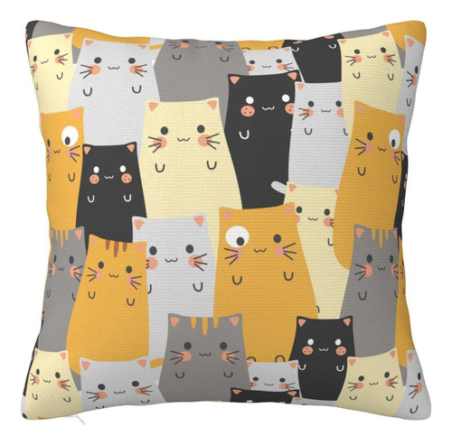 Funda De Almohada Con Diseño De Gato Divertido, 18.0 X 18.0