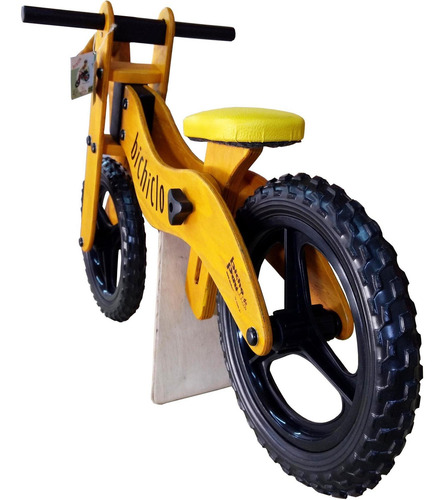 Imagem 4 de 4 de Bicicleta Infantil De Madeira Aro 12 - Bichiclo Amarela