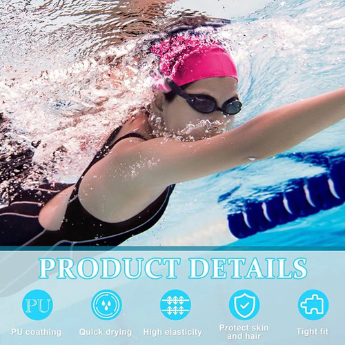 6 Gorros De Natación De Tela Impermeables Para Nadar+tapones