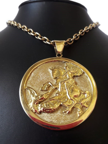Imagem 1 de 4 de Pingente São Jorge Medalha 20 Gramas Ouro 18k