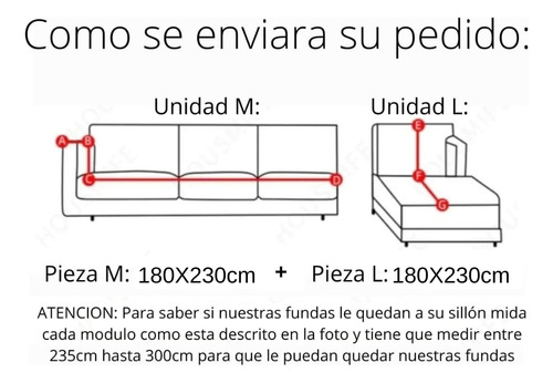 Funda Elástica Cubre Sofa Liso Tipo L 3+3 Cuerpos Ajustable
