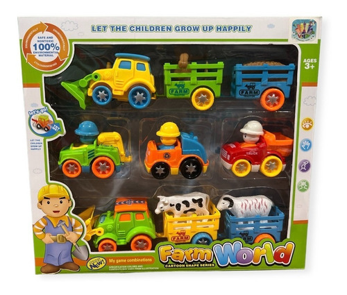 Set De Carritos Y Animales De Granja Niños