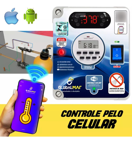Aquecedor Automático Para Piscina 100m³ C/ Comando Wifi
