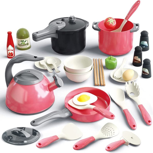 Juguete Utensilios De Cocina Con Ollas Y Sartenes 32pzs