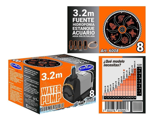 Bomba De Agua Sumergible Fuentes 3.20 M 6008 7 Piezas