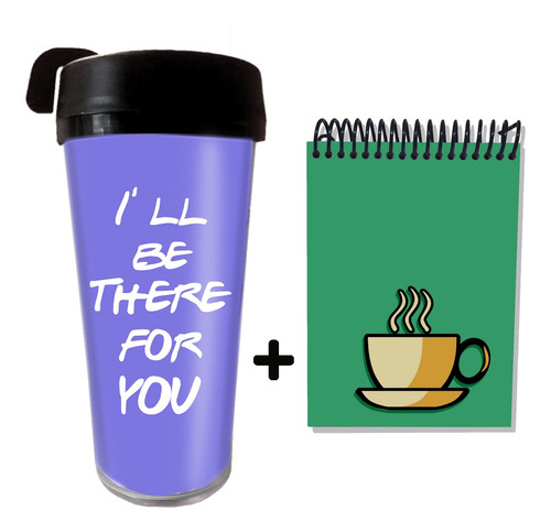 Imagem 2 de 2 de Kit Copo Térmico E Caderneta Seriado Friends I'll Be There