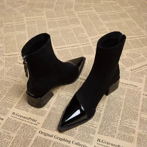 Botines Delgados Para Mujer Con Punta Puntiaguda Para Invier