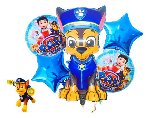 Globos Paw Patrol Patrulla Canina Perro Policia Chase Azul