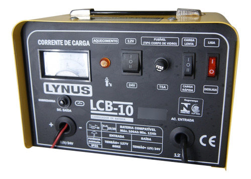 Carregador Portátil De Baterias Lcb-10 Lynus 12-100ah 220v