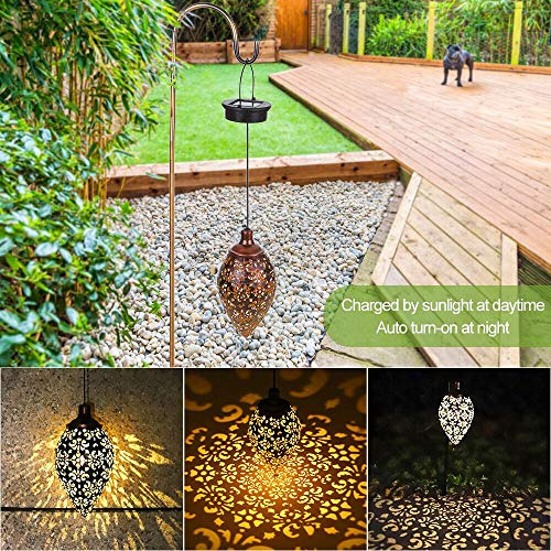 Solar Colgante Linterna Led Jardin Lampara Metal Para