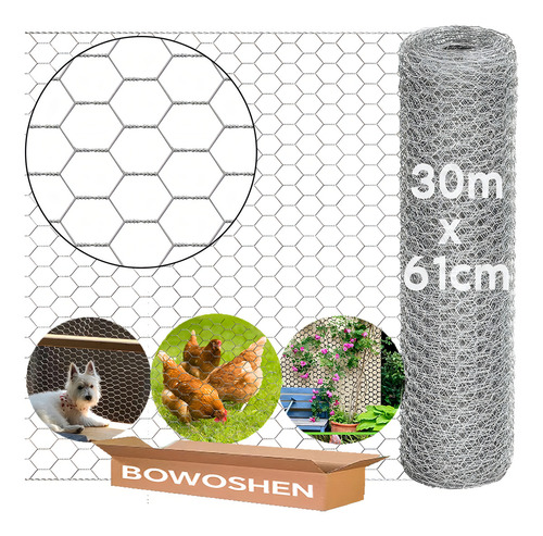Malla Bowoshen ciclónica hexagonal 30m malla de acero galvanizado color plateado