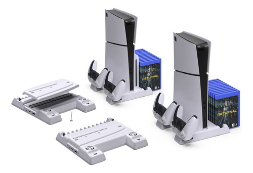 Base Enfriadora Cargador Multifuncional Para Ps5 Slim Pro Blanco