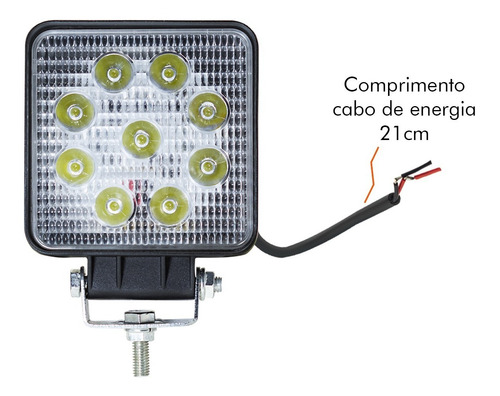 Imagem 10 de 10 de Kit 4 Farol Milha Haiz 27w Led 12v/24v Quadrado Carro Jeep