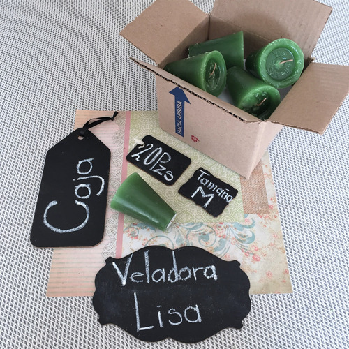 Veladora Verde - Repuesto Liso - Mediana I Caja 20 Piezas