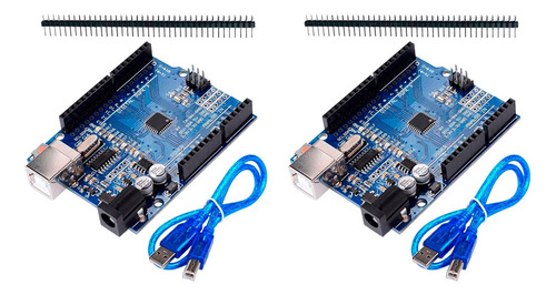 2 Placas Uno R3 Smd Tecneu Compatible Ide Arduino + Cables
