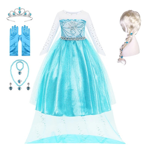 Vestido De Elsa Disfrazado De Reina De Las Nieves Para Niña