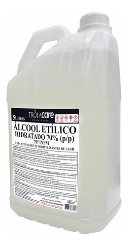 Álcool Etílico Hidratado 70% Galão 5 Litros - Troia Care Fragrância Neutra