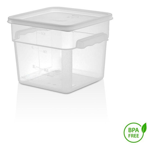 Recipiente Cuadrado Polipropileno 7.6 Lts Con Tapa Transpare