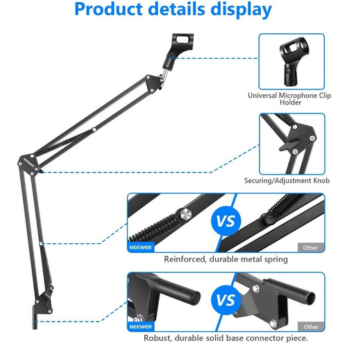 Imagen 4 de 8 de Soporte Para Micrófono Brazo Tijera Ajustable