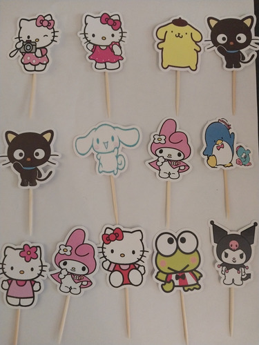 Topper Para Cupcake Hello Kitty Y Sus Amigos X 10