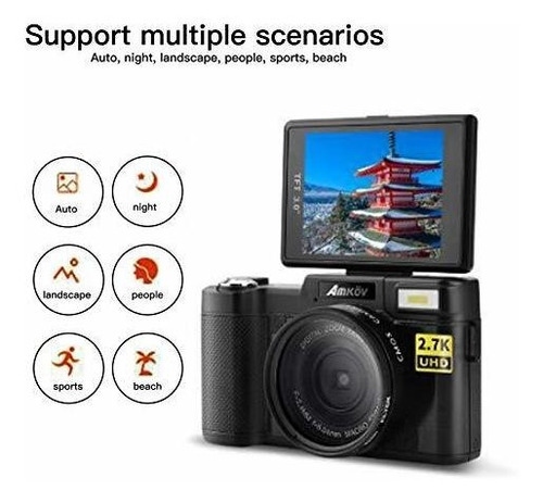 Camara Digital Vlogging 2.7k 48mp Hd 3 Pantalla Lcd Wifi