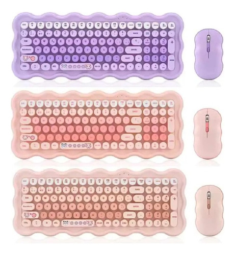 Combo Kit Teclado Y Mouse Inalámbrico Ergonomico Qwerty Noga Marrón Marrón