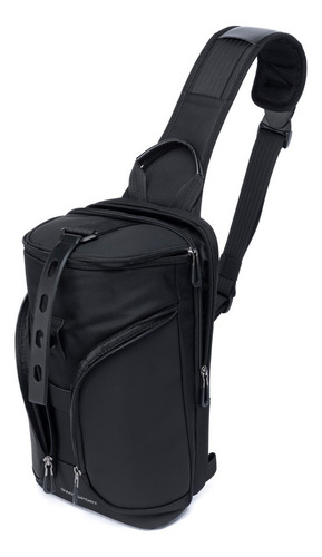 Bolsa Transversal Shoulder Bag Masculina Mochila Swissport Cor Preto Desenho do tecido Lisa