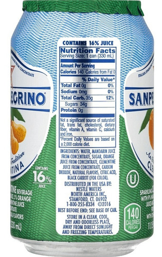 Imagem 2 de 3 de 6x Água Com Gás Sabor Laranja San Pellegrino 330ml