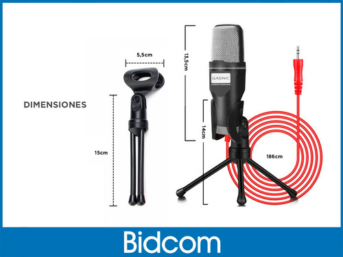 Microfono Condensador Gadnic Estudio Grabación Color Negro