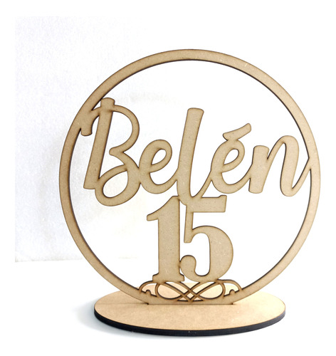 10 Centros De Mesa Mdf 15 Años Aro Con Nombre Y Núm 15 25cm