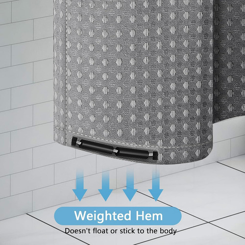 Cortina De Baño De Tela Para Ducha Impermeable 1.8m+ganchos Gris
