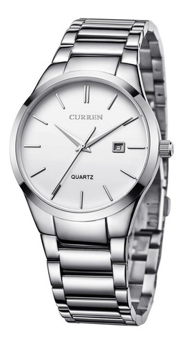 Reloj De Caballero Curren Silver And White Elegante Y Casual