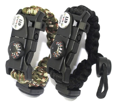 - 2 Pulsera Cuerda Paracord Supervivencia Ajustable Navaja