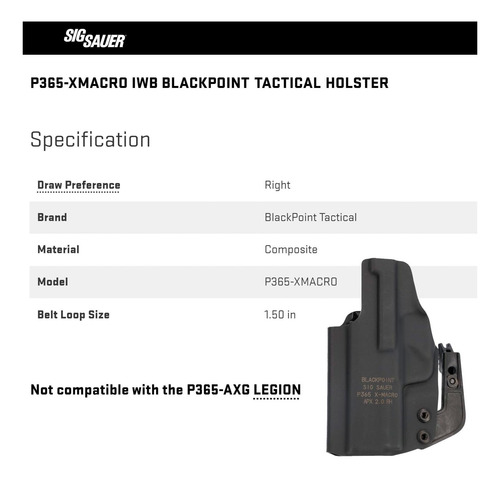 Sig Sauer P365 X-macro Iwb Blackpoint Táctico Táctico A La