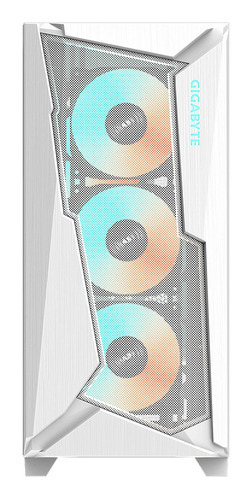 Gabinete branco de vidro Gigabyte C301 com 4 ventiladores brancos