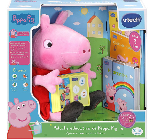Imagen 2 de 3 de Peppa Peluche Interactivo Vtech Aprende Con Diverlibros
