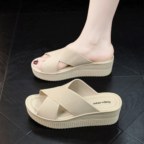 Sandalias De Tacón De Cuña Para Mujer, Zapatillas De Playa A
