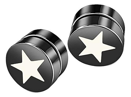 4 Pares De Aretes Magnéticos Falsos De Acero Inoxidable De