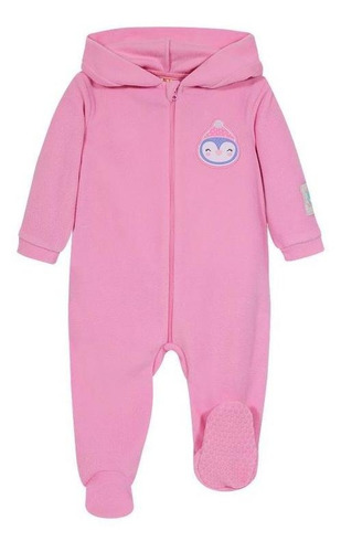 Pijama Bebé Niña Entero C/gorro Polar Sustentable Rosado H2o